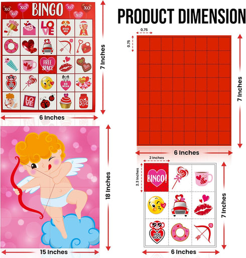 32 Set Iconikal Valentine's Day Player Bingo Game Classroom Group Activity Fun Interactive Learning School Plus Bonus