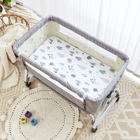 4 Pack 35"x20" AMKE(3 1) Baby Bassinet Sheets - Bedside Bassinet Sheets for Newton, Ezebaby, in & Other Large Bedside
