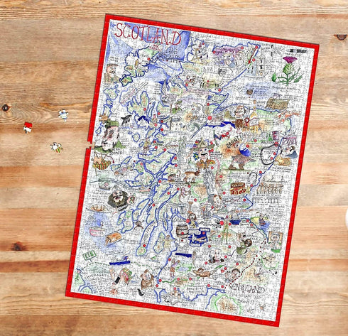 1000 Piece Jigsaw Puzzle - Comical Map of Scotland Artwork by Tim Bulmer - Colorful 66cm X 50cm Funny Jigsaw Puzzles