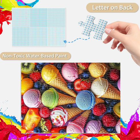 Jeacirio 100 6-8 8-10, 11 15in Jeaiciro Piece Puzzles for Kids Ages & Delicious Ice Cream Jigsaw Puzzle, Educational