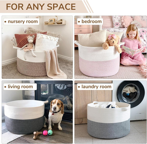 21.7" 21.7" 13.8"-Storage INDRESSME XXXLarge Blanket Basket for Living Room x x Basket with Handle for Organizing Toy