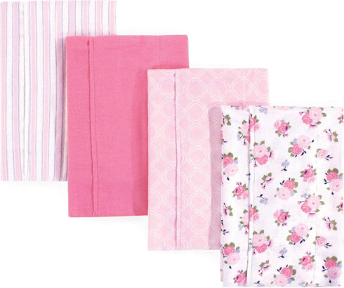 Luvable Friends Unisex Baby Cotton Flannel Burp Cloths, Garden, One Size