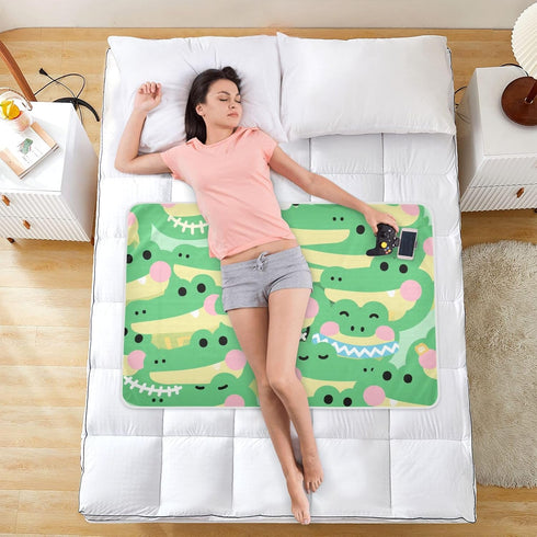 siphylline 52" 34" Cartoon Cute Crocodile Green Extra Large Resuable Changing Pad Covers Water Resistant Toddler Bed