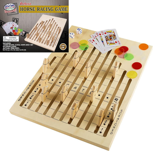 Matty's Toy Stop Deluxe Wooden Horse Racing Derby Game with Dice, Playing