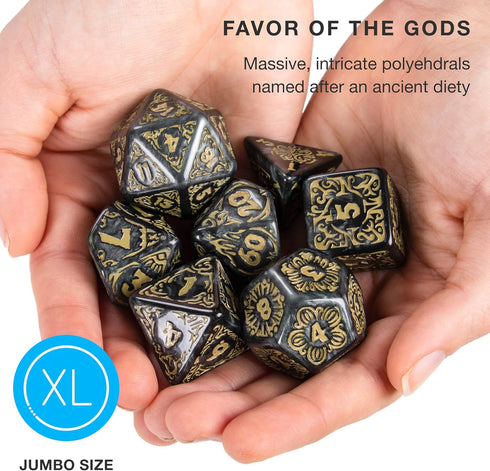 Wiz Dice Titan Dice Set - Polyhedral Large Dice for Tabletop RPG Adventure Games with Wooden Box - DND Jumbo Dice