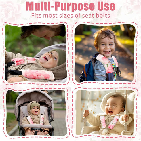 2 Pack Car Seat Strap Pads for Baby Kids, HNHUAMING Ultra Soft Carseat Straps Shoulder Covers, Infant Seat Belt Cover