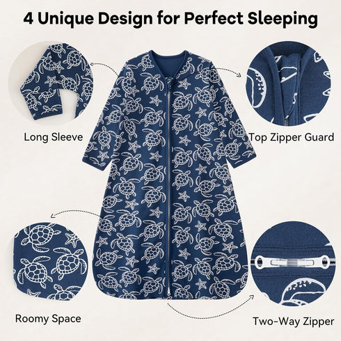 12-18 100% 2-Way 2 Pack 0.5 Unnivoll Baby Sleep Sack Months Cotton Long Sleeve Wearable Blanket Baby Sleep Bag