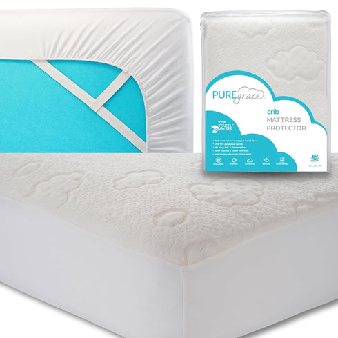 PUREgrace Crib Mattress Protector Eucalyptus Tencel Fiber Waterproof Breathable Baby Mattress Pad