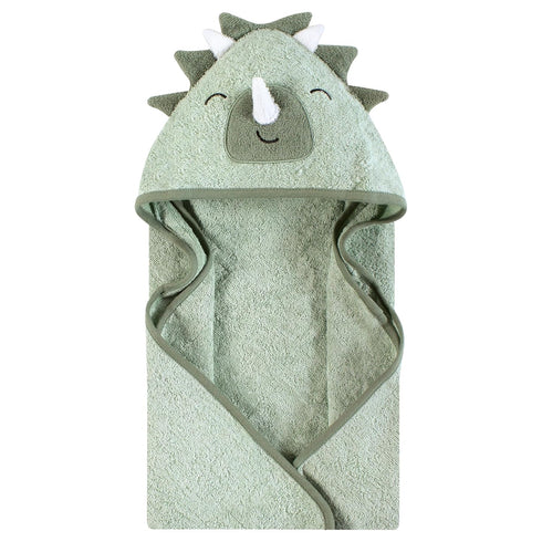 Hudson Baby Infant Boy Cotton Animal Face Hooded Towel, Neutral Dino World, One Size