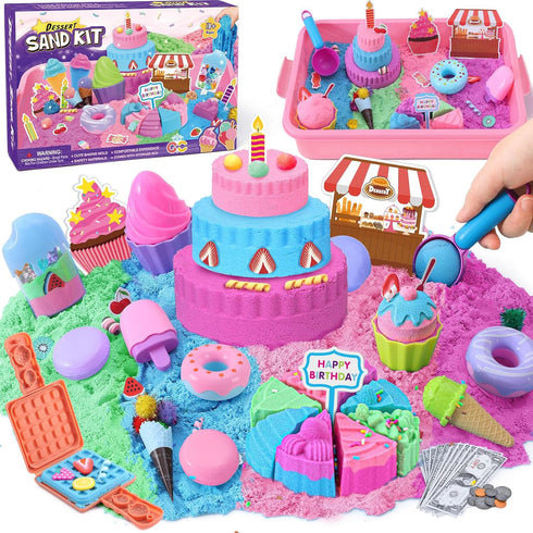 Golray Ice Cream Sensory Bin for Girls, Play Sand Art Kit with