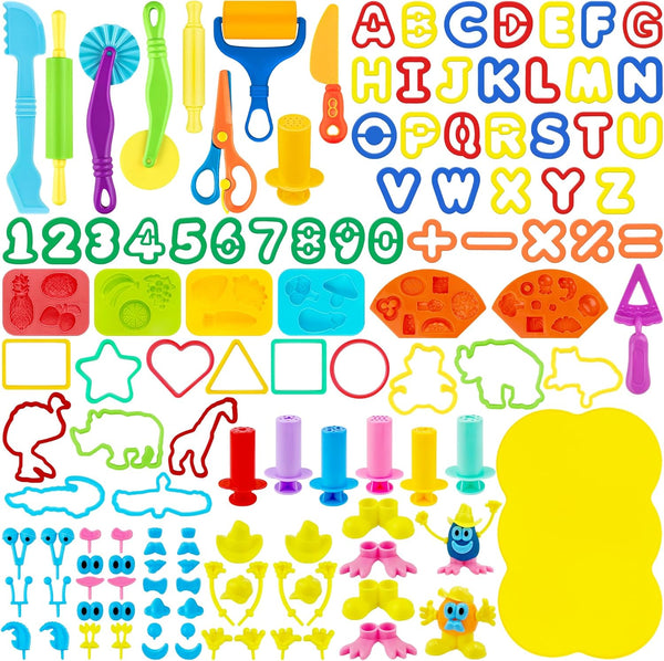 iShyan 130-Piece Dough Tools Set for Kids Ages 3-8, Alphabet & Number