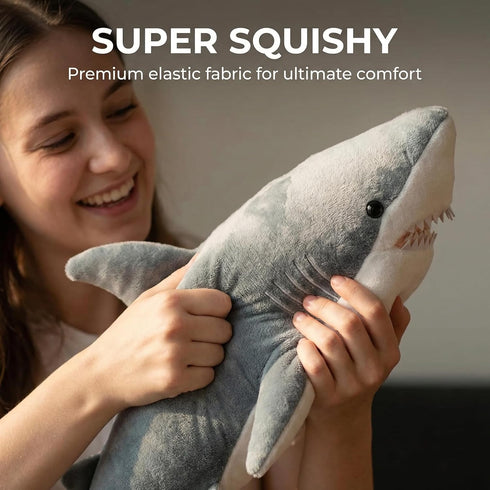 ZHONGXIN MADE 26Inches Simulation Great White Shark Plush Toy - Grey Lifelike Long Great White Shark Stuffed Toys