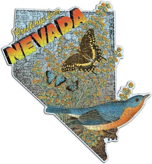 Galison Wendy Gold Nevada Shaped Mini Puzzle, 100 Pieces, 8” x 9.75” – Art by Bestselling Artist Wendy Gold
