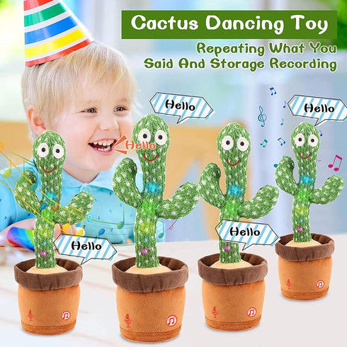 Emoin Dancing Cactus Baby Toy, Talking Cactus Mimicking Toy for 6 to 12 Months, LED English Sing Talking