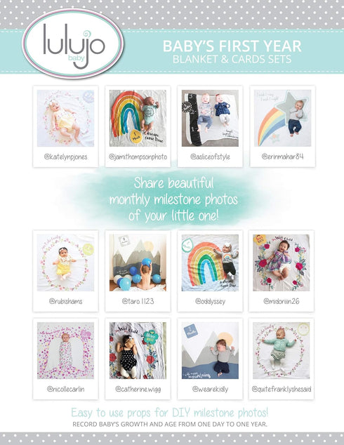 lulujo Baby’s First Year Milestone Blanket and Card Set | 40in x 40in, I Will Move Mountains