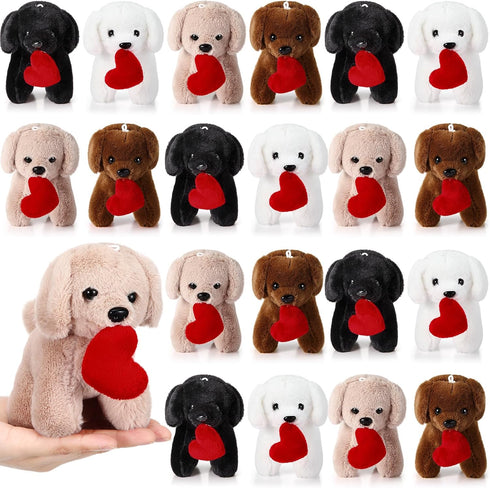 Syhood 20 Pcs Mini Labrador Plush Dogs - 4.72 Inches Puppy Dog with Keychain, Cute Stuffed Animal Party Favor