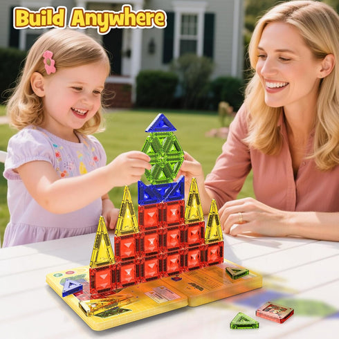Set 40PCS 10% 3+ Mini Magnetic Tiles Travel - Diamond Texture Magnetic Building Blocks for Kids, Thicker & Portable