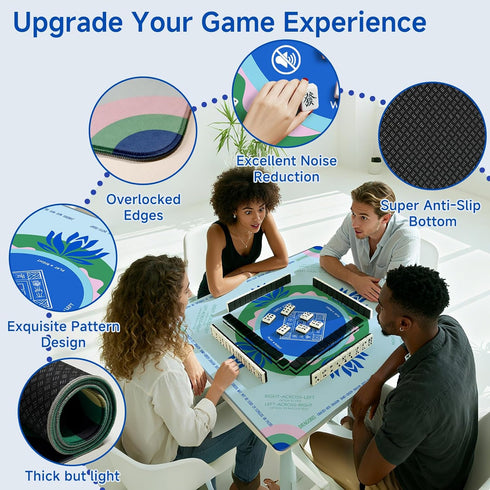 oiikain 2025 32.3 Inch Mahjong Mat Upgraded No-Crease & No Odor Design, with Waterproof Velvet, Non-Slip PU Silicone