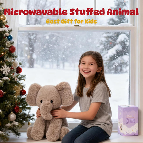 Kids,12.5inch Easfan Microwavable & Weighted Stuffed Animals Elephant Plushie for Warmth-Comfort Cute Soft Plush Toys
