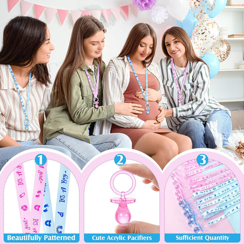 60 ZYFLSQ Pieces Baby Shower Pacifiers Necklace, Acrylic Pacifier Necklaces for Baby Shower Games Girl Boy Charm, Party