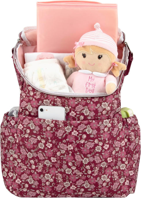 Backpack Multi-Function Floral Diaper and Travel Nappy Baby Bag with Changing Pad and Stroller Straps