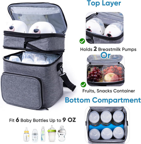 Pack 6 6 9 SFYBYHEART Breastmilk Storage Bag with Ice for Baby Bottles - Expandable Breast Pump Bag with Cooler for Mam