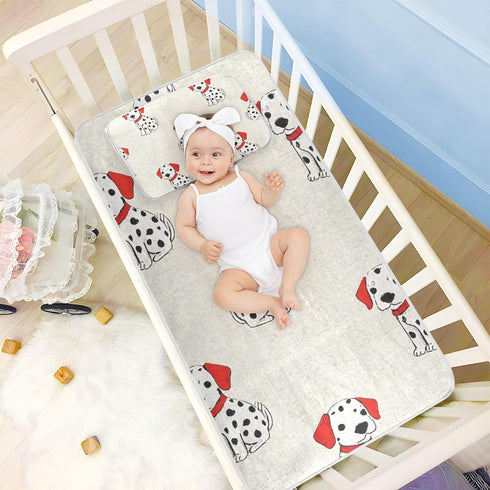 SyXIOP 28" 52" Cute Dalmatian Dog Cartoon Cooling Baby Mattress Protector Crib x Ultra Soft Crib Mattress pad