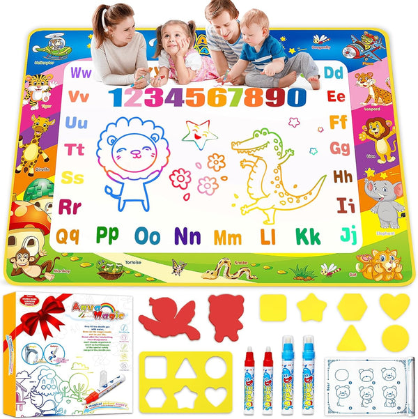 Water Doodle Mat Toys for Ages 2-4, 40 x 30 Inch Extra Large Painting Mat, Toddler Mess Free Coloring