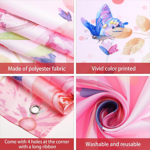 Tatuo Butterfly Happy Birthday Backdrop 6x4ft, Pink Butterfly Party Decorations for Baby Shower