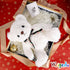 Fluffy White Teddy Bear Stuffed Animals, Plush Toys with Lattice Tie for Kids, 12 inches