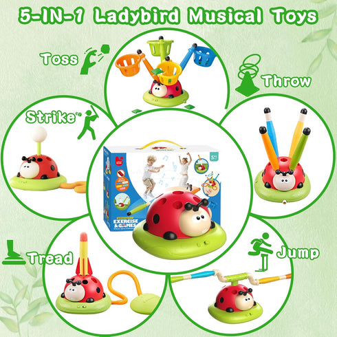 5 1 4-8 3-5 in Musical Jump, Bean Bag Toss Ring Game, Baseball Toys and Stomping Launch Rocket Launcher for Kids Remote