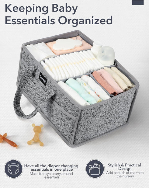 URMYWO Diaper Caddy Organizer - Portable Baby Diaper Caddy with Handle, Large Nursery Organizer Storage Basket