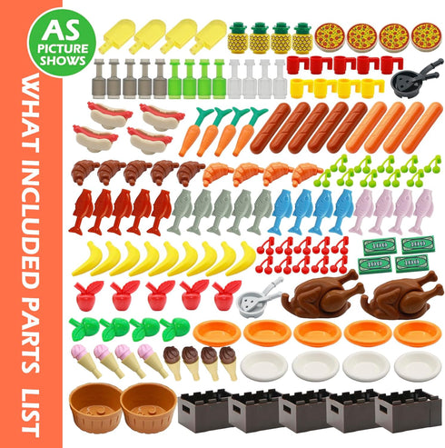 City Food Accessories - Building Block Friends Animals Bricks, People House Kitchen Farm Restaurant MOC Pieces Parts