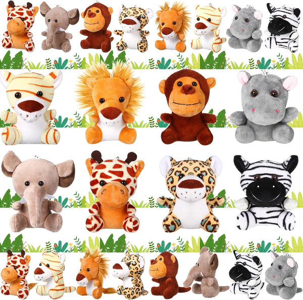 HyDren 24 Pcs Mini Stuffed Forest Animals, 4.8 Inch Plush Jungle Toys for Classroom Gifts, Stocking Stuffers