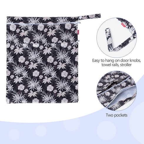 2 Damero Pcs Wet Dry Bag for Cloth Diaper, Swimsuit, Clothes, Water-Resistant Reusable Wet Bag for Travel, Exercise