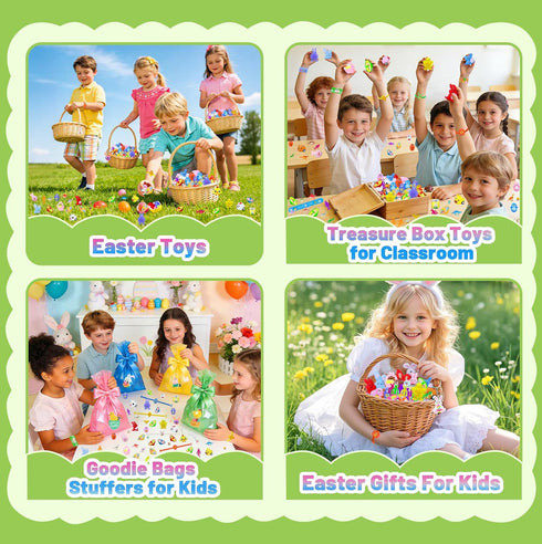 H-Style 100Pcs Easter Egg Fillers, Easter Basket Stuffers Essentials for Teens Kids- Small Toys Bulk Party Favors