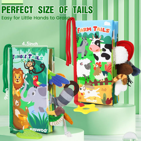 Baby Books 0-6 Months, 2PCS Baby Boys Girls Shower Gifts, Tummy Time Baby Toys 0-6 6-12 Months, Crinkle Cloth Book, Newborn Infant Teether Toy, Early Development Stroller Soft Toys