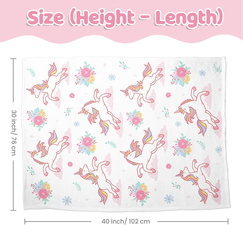 SANDJEST Unicorn Baby Blanket, 30 x 40, Kids Throw Minky Blanket with Double Layer Dotted Backing, Birthday Gift