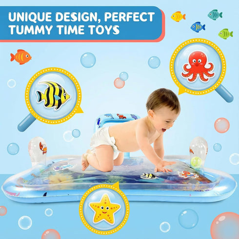 Tummy 012 Inflatable Time Water Mat with Mirror Portable Baby Play Mat for Month Infants, Strengthen Muscles & Promote