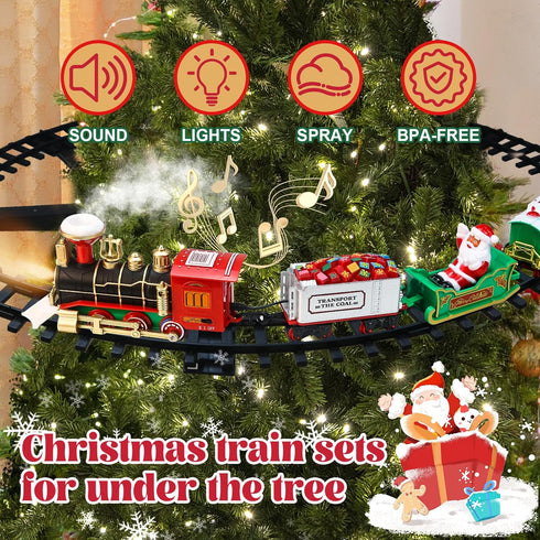 NEUBSAW Set 3 4 5 6 7 8+ Christmas Train - Hanging Train Toys Around Under The Christmas Tree w/Smoke, Whistle (Turn