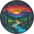 Magic Forest Puzzles for Adults 1000 Pieces Nature Round Tree Mountain River Sunset Landscape Jigsaw Puzzle