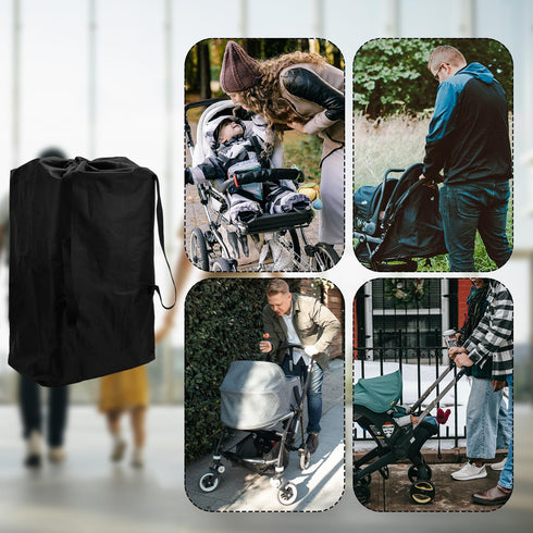 Stroller Bag for Airplane Travel, Waterproof Baby Stroller Cover for Gate Check with Handle (Black)