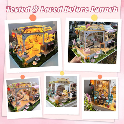 DIY Miniature Cat Cafe Dollhouse Kit - Perfect Valentine's Gift