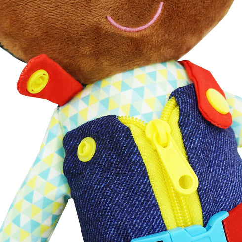 June Garden 15.5" Dressy Friends Isaiah, Educational Stuffed Plush Doll for Kids and Toddlers 2 Years+