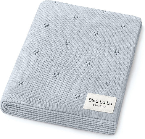 100% Luxury Organic Cotton Pointelle Knit Baby Quilt Blanket for Boys Refined