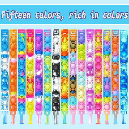 NUENUN 120 Pcs Random Pop Fidget Toy Fidget Bracelet, Sensory ToysMochi SquishiesWearable Push Poping Bubble Sensory