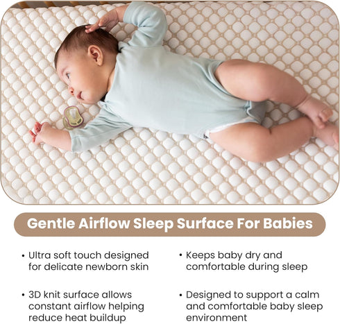 28x55, 3D Baby Cooling Crib Mattress Protector Oeko-TEX Certified, Breathable Knit, Ultra Soft, Washable, Elastic