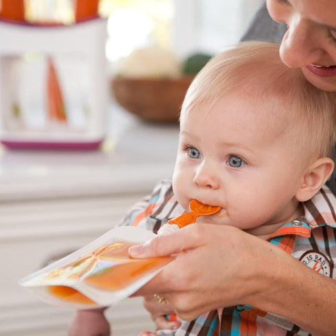 Infantino Couple a Spoons - Baby Food Pouch Toppers with Travel Case, No-Leak Spoons for Puree Food, 2-Pack