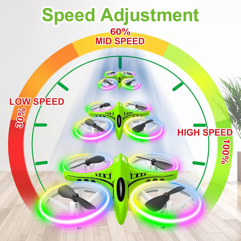Dwi Dowellin Mini Drone for Kids - Crash Proof with LED Night Lights, One Key Take Off, Remote Control, Green