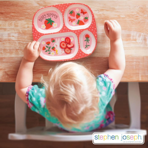 Set Stephen Joseph, Melamine Dinner Plate for Kids, Toddler Plastic Mealtime Divided Plates, Dinnerware Dishes